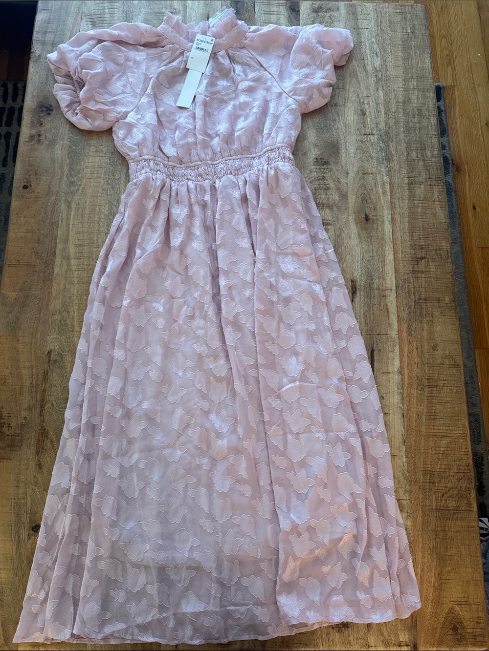 Zoe and Claire light pink  Floral Lace Maxi Dress laser cut NEW NWT